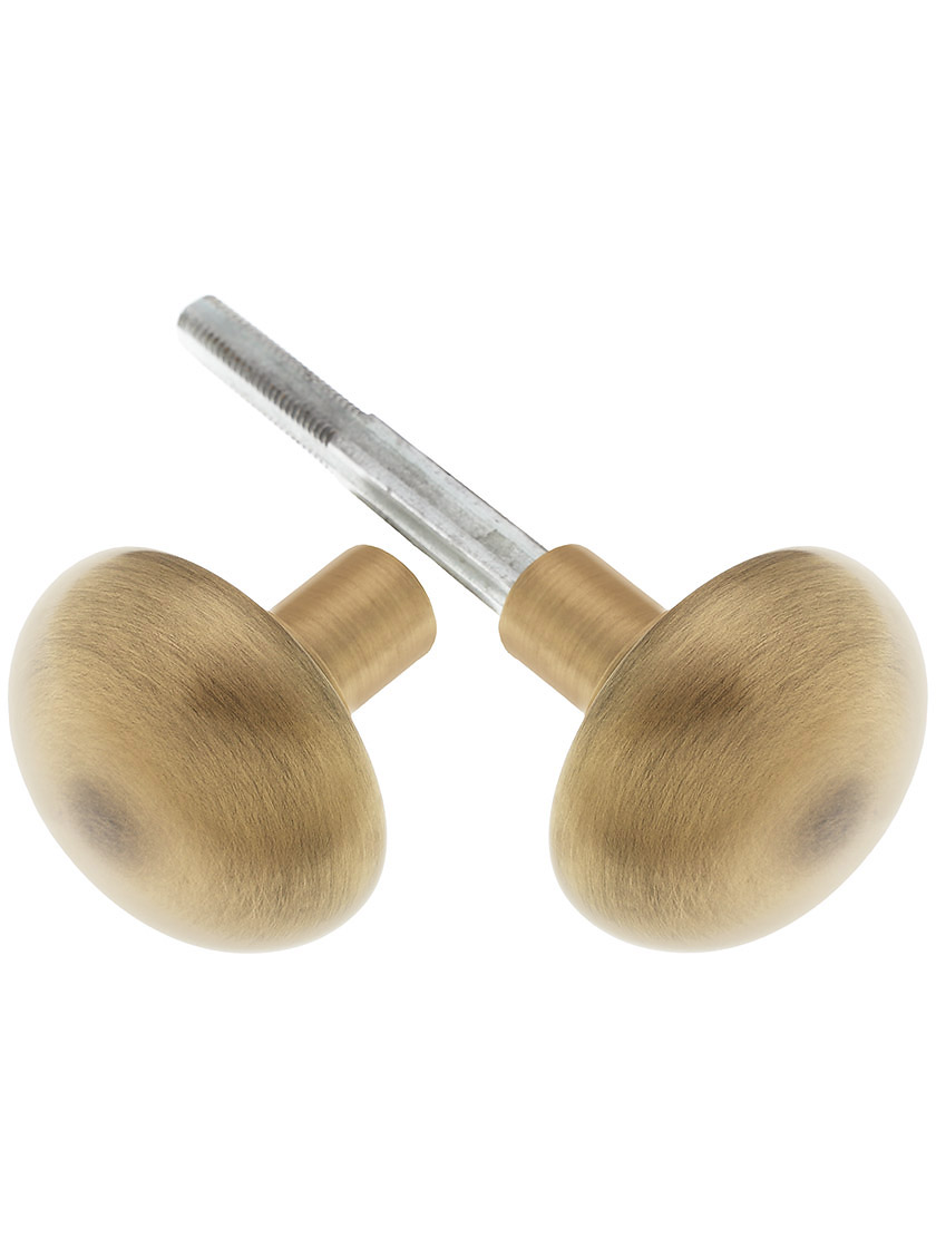 Pair of Classic Round Door Knobs In Solid Forged Brass